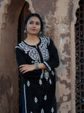 Black Colour Cotton Chikankari Kurti