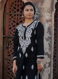 Black Colour Cotton Chikankari Kurti