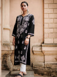 Rayon Fabric Chikankari Kurti With White Colour