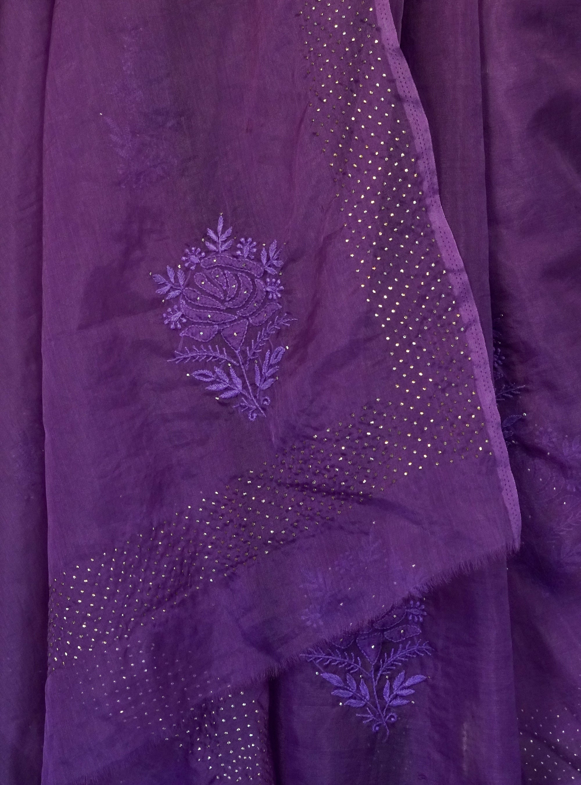 Purple Colour Saree - Organza Fabric with Embroidery