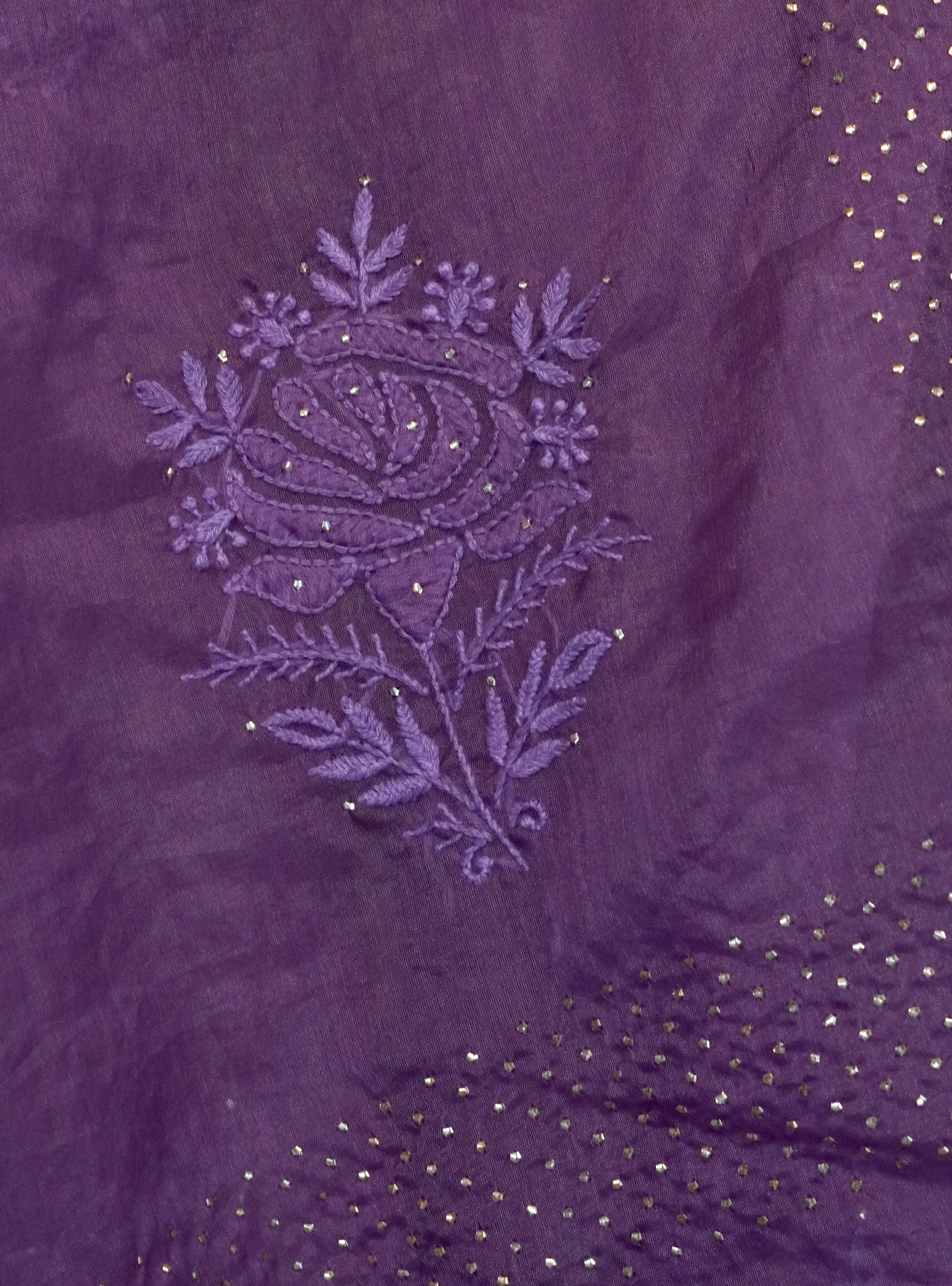 Purple Colour Saree - Organza Fabric with Embroidery
