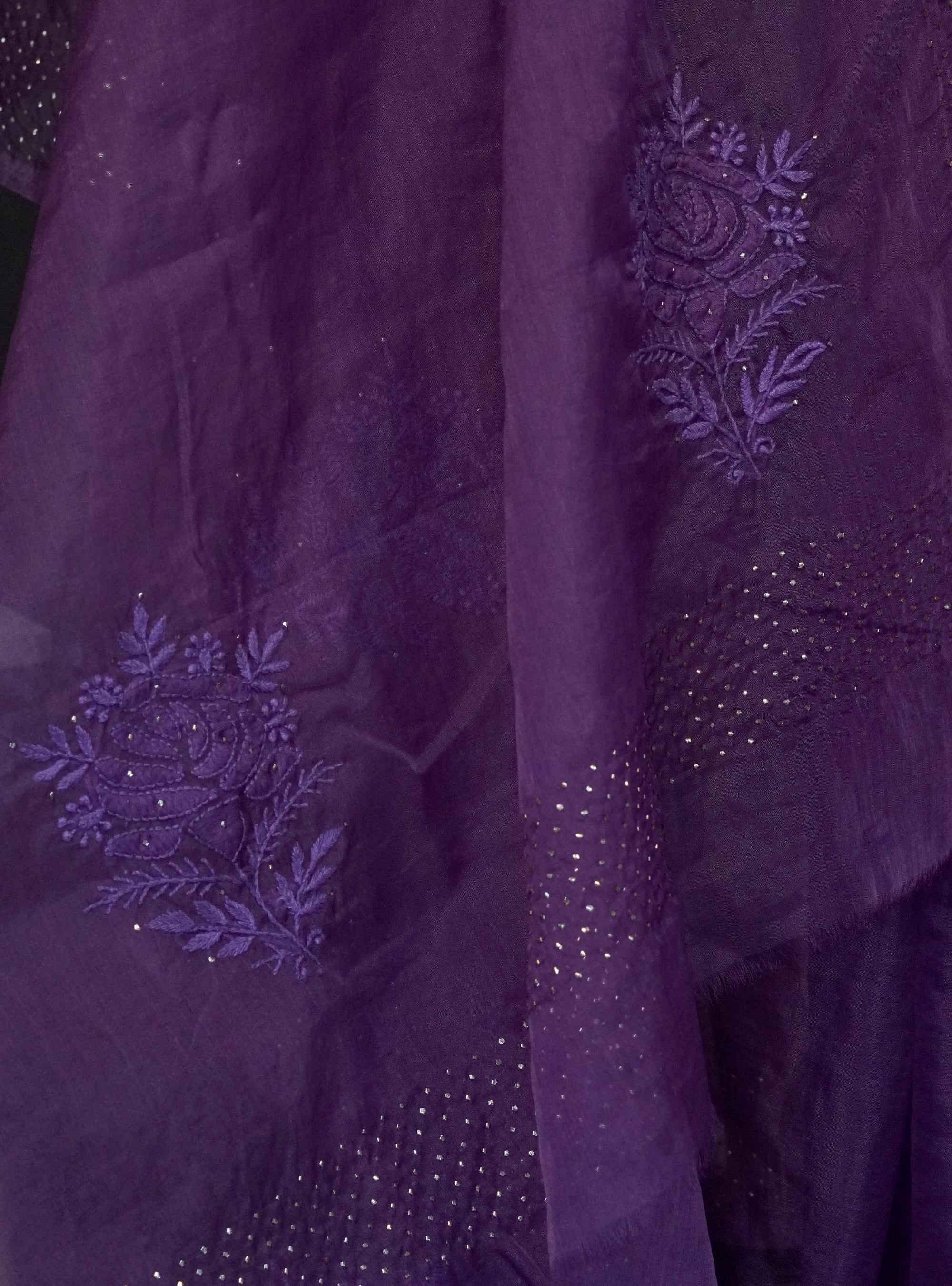 Purple Colour Saree - Organza Fabric with Embroidery