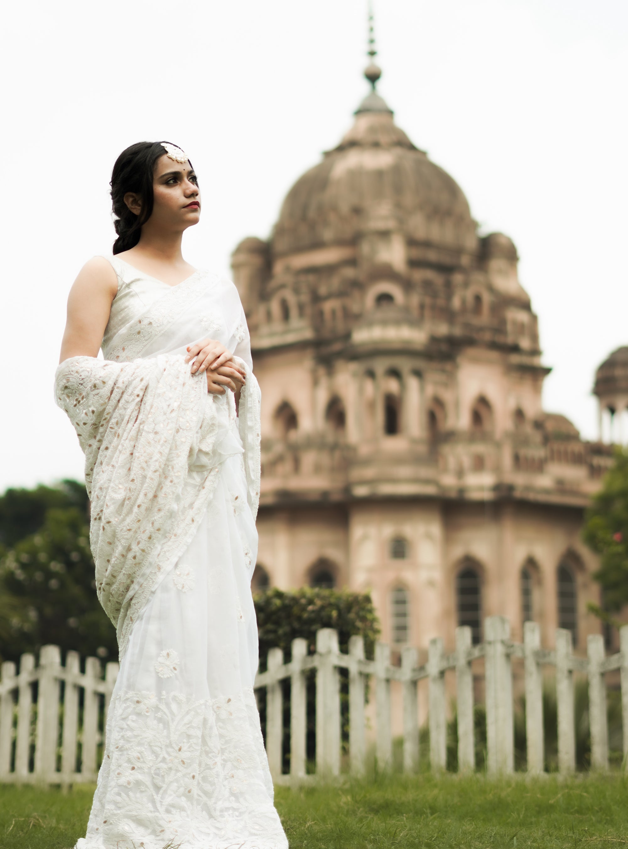White Colour Saree- Viscose Georgette Fabric