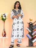 White & Black- Cotton Pant & Kurti