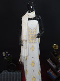White Suit Fabric- With Yellow & Purple Embroidery