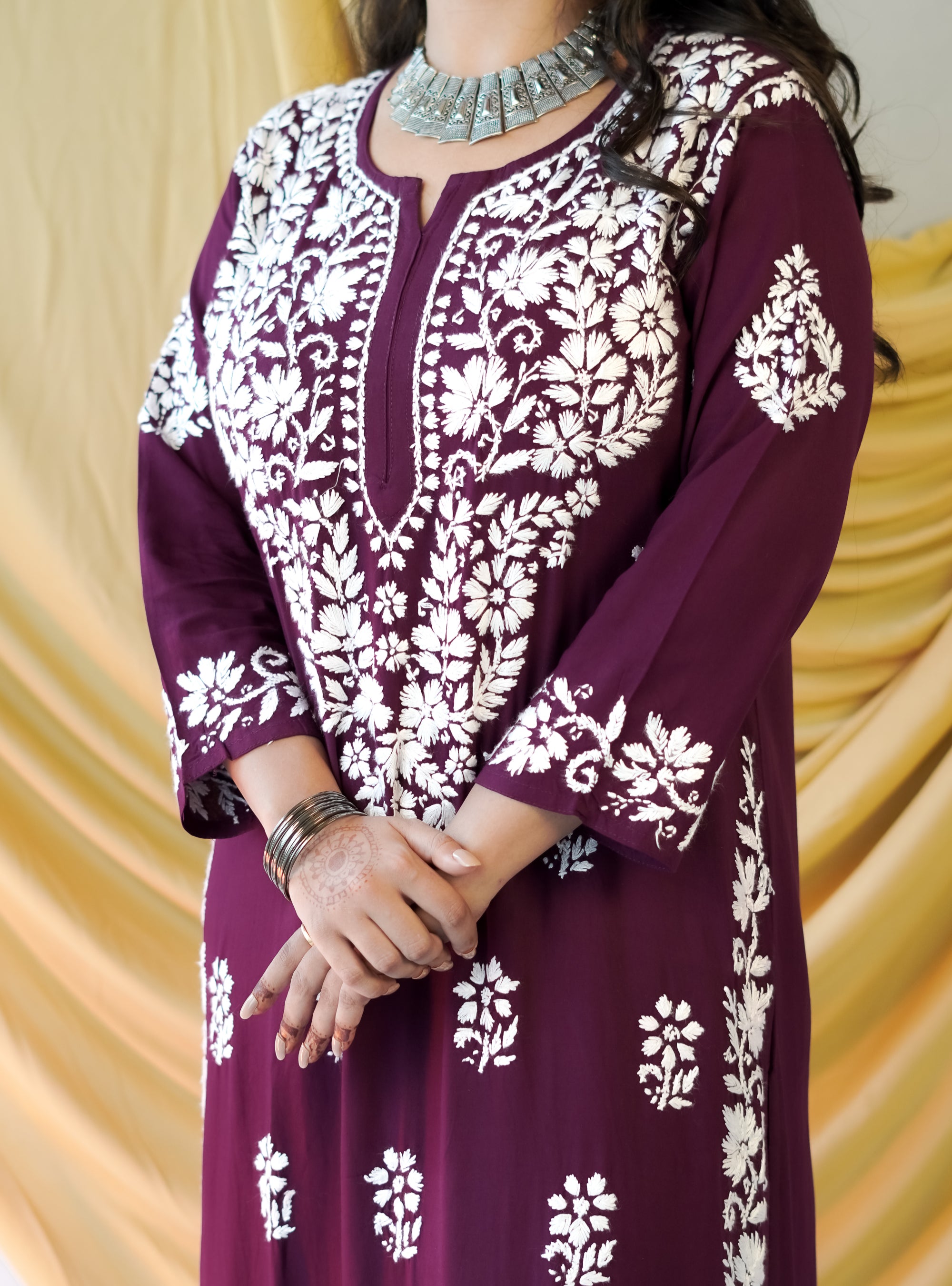 Rayon Fabric Chikankari Kurta and Palazzo Set
