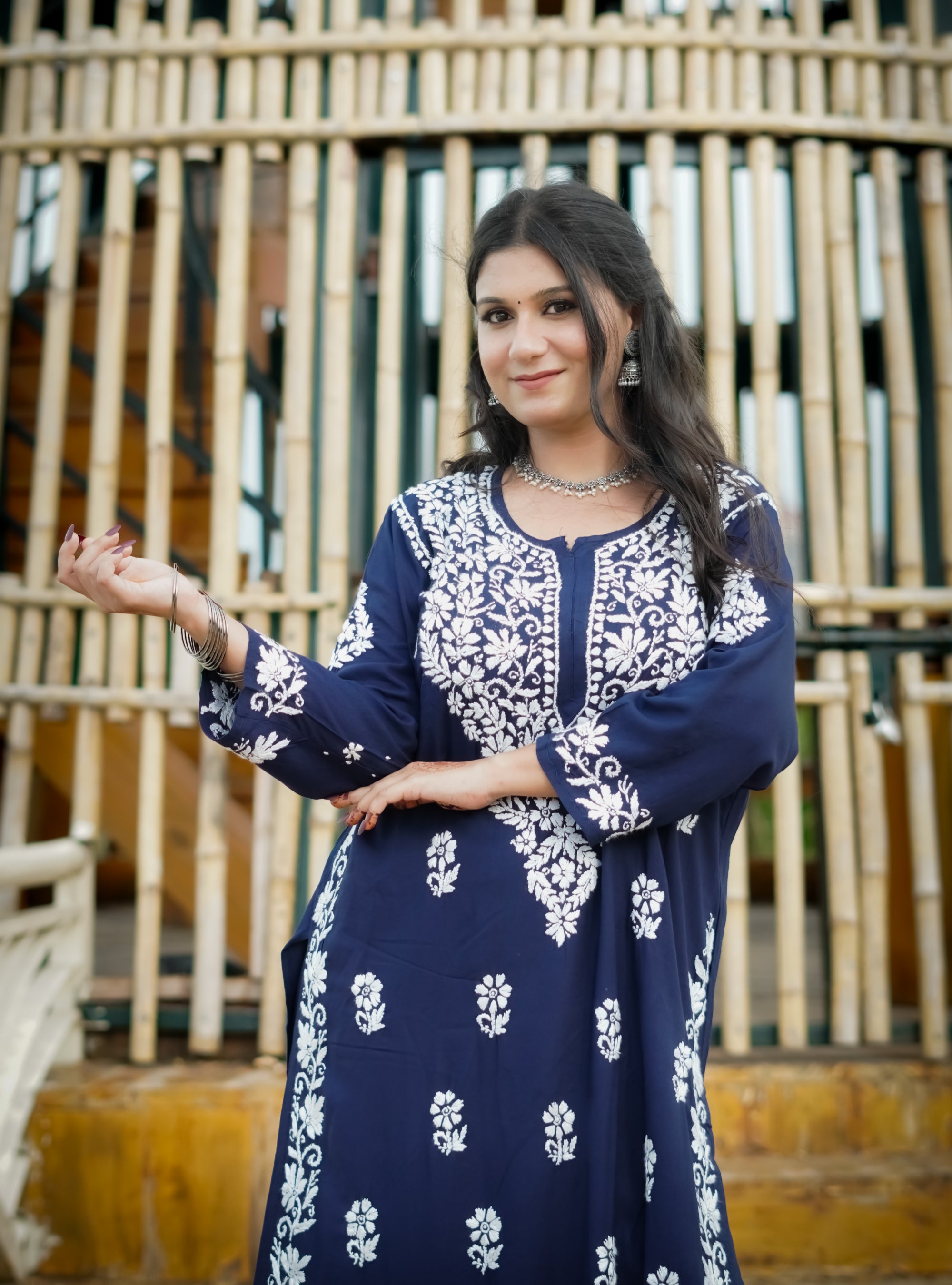 Rayon Fabric Chikankari Kurta and Palazzo Set