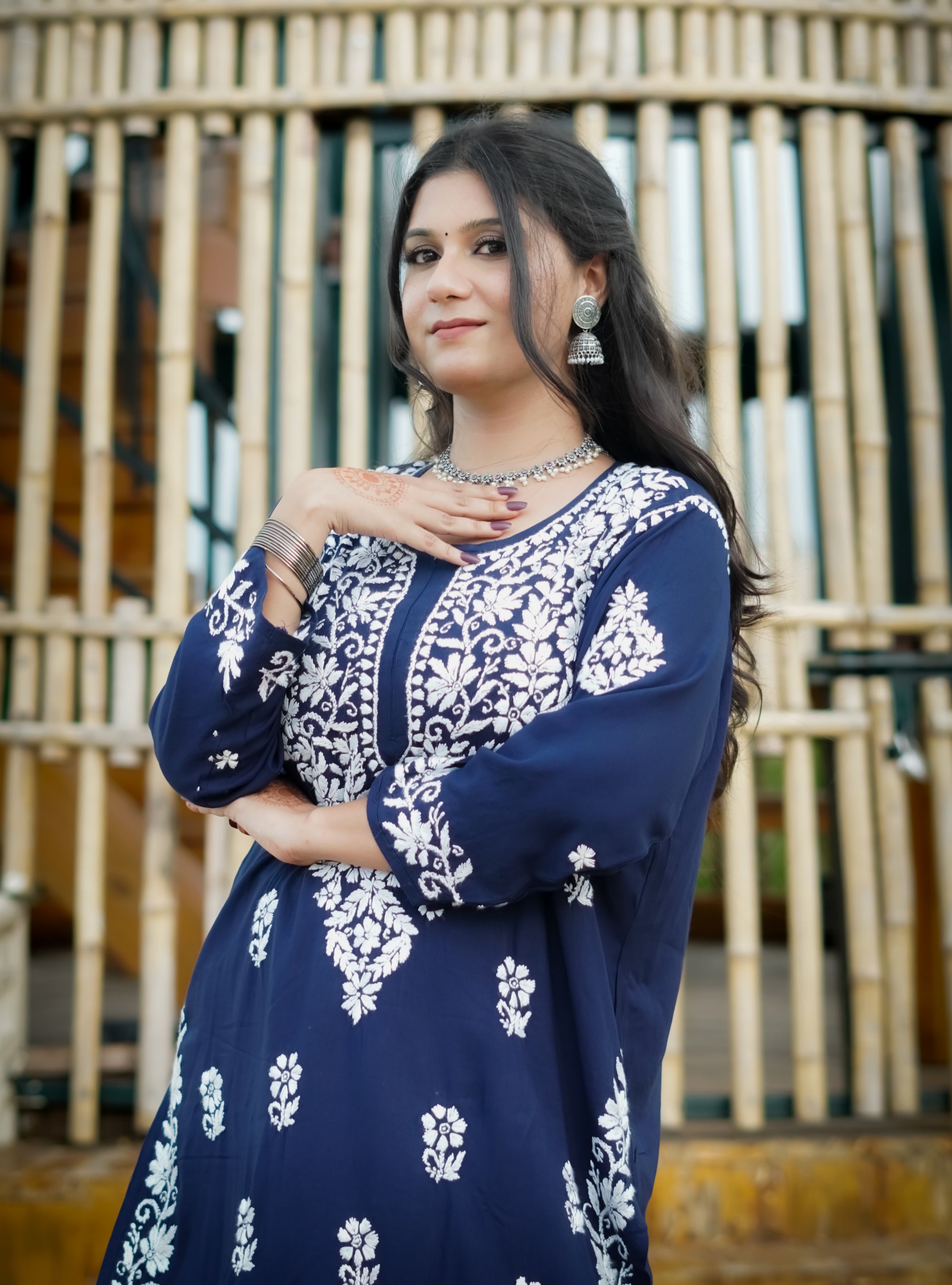 Rayon Fabric Chikankari Kurta and Palazzo Set