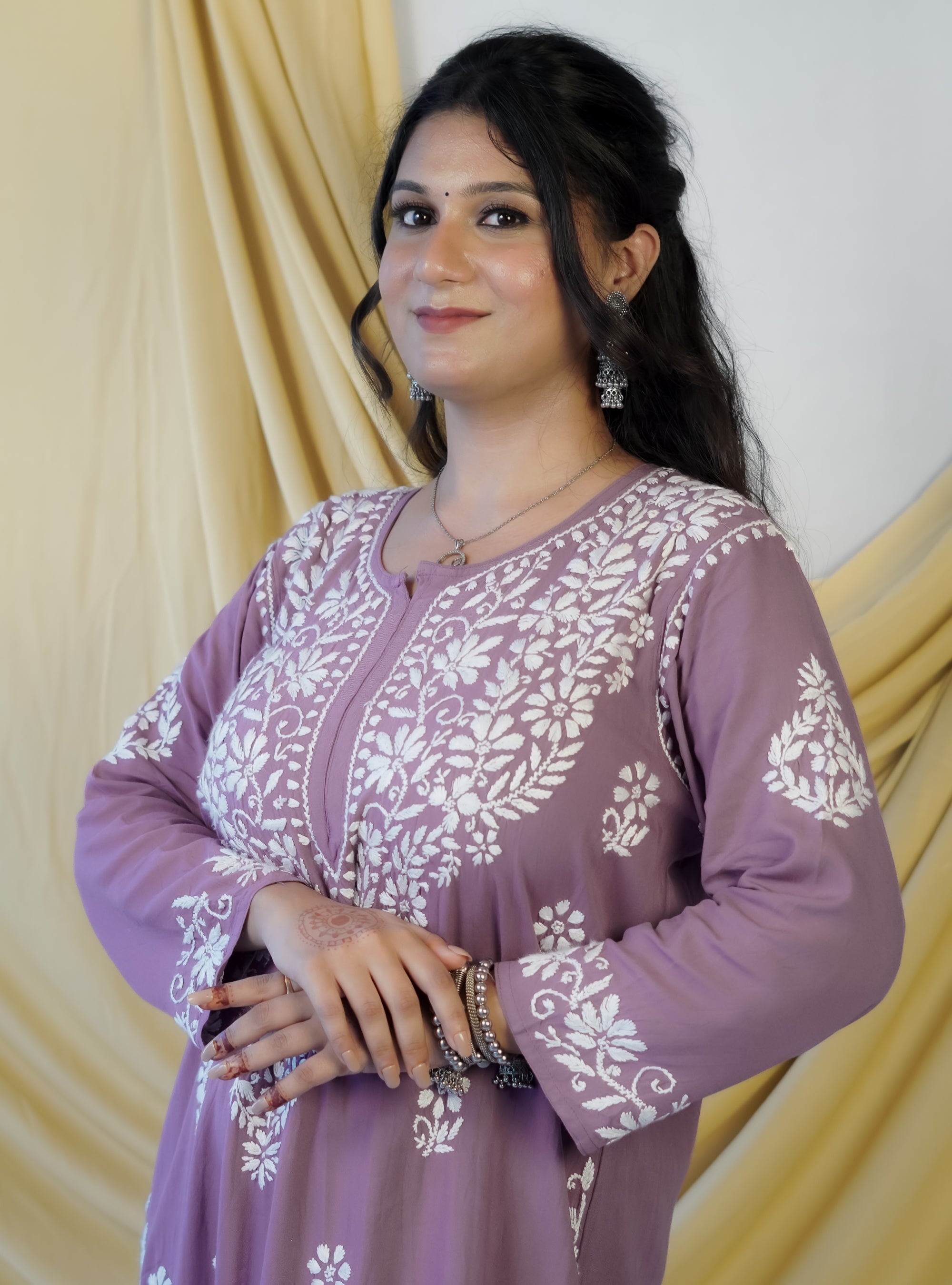 Rayon Fabric Chikankari Kurta and Palazzo Set