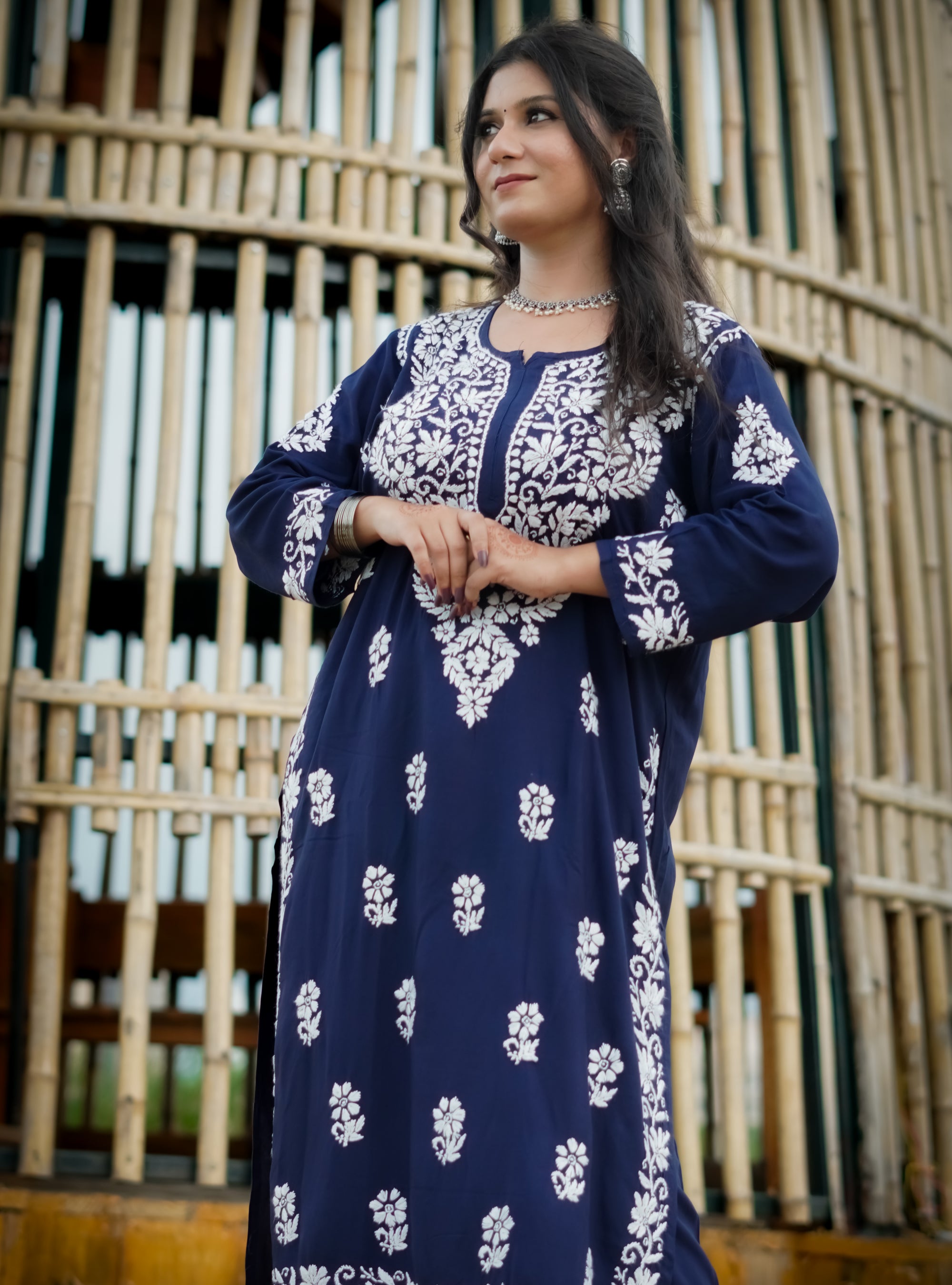 Rayon Fabric Chikankari Kurta and Palazzo Set
