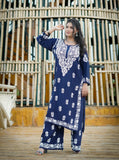 Rayon Fabric Chikankari Kurta and Palazzo Set
